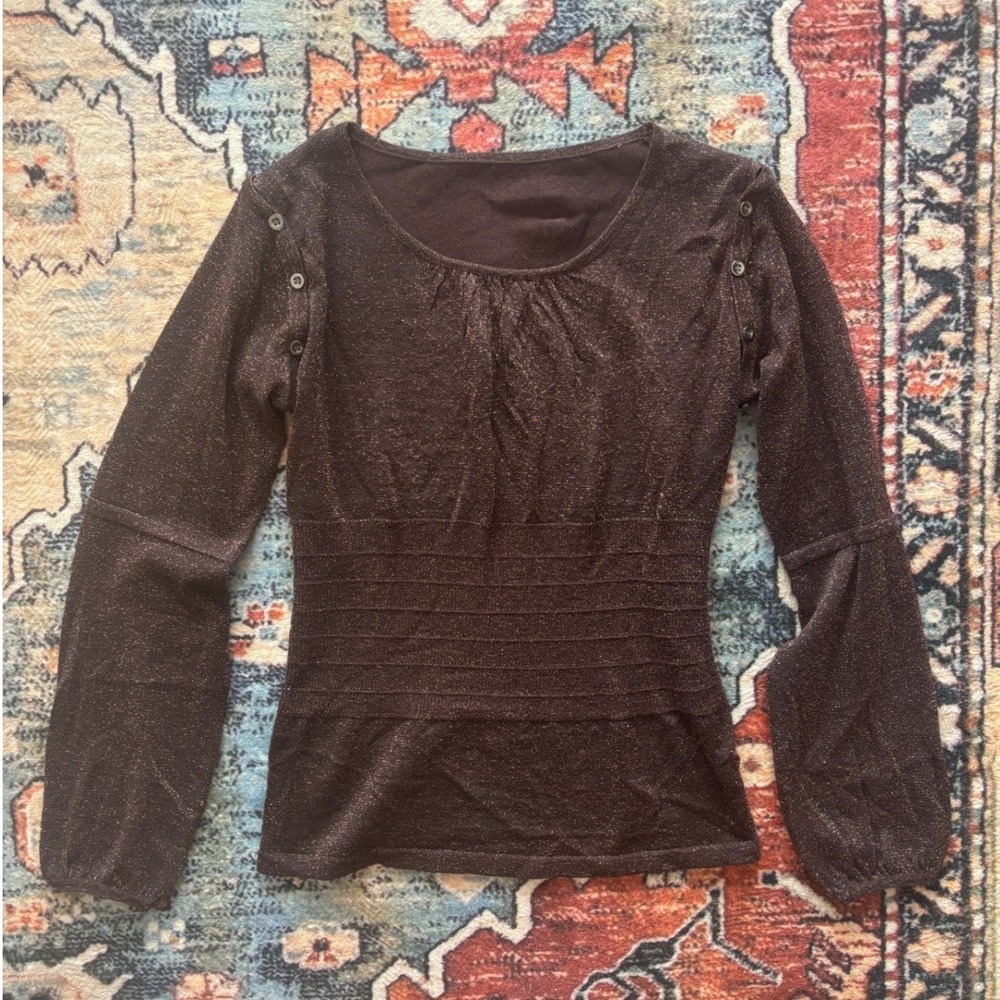 Sparkly shimmery long sleeve blouse with button detailing